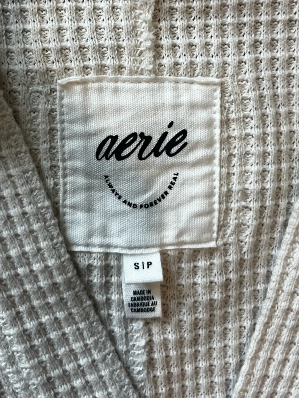 aerie NWOT Cream Waffle Knit Long Sleeve Top - Picture 7 of 10